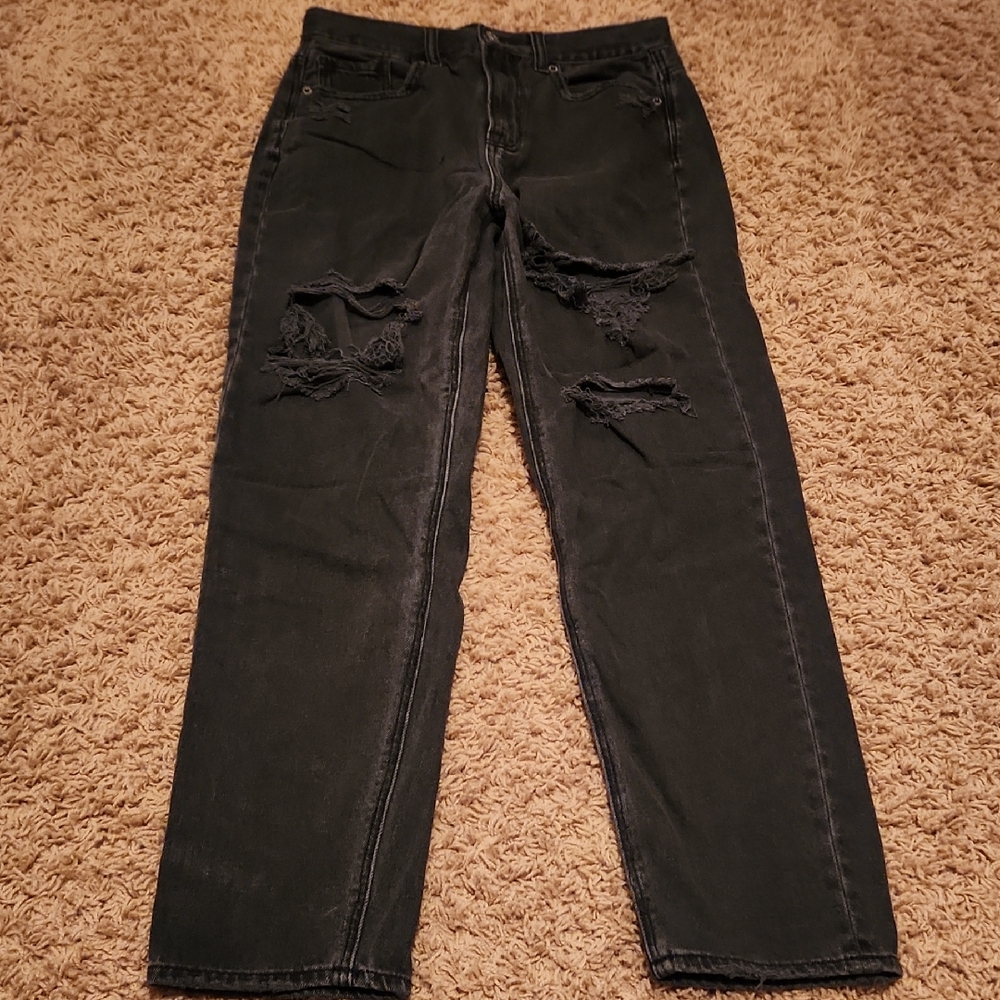 American Eagle  Boyfriend Distressed Black Jeans Size 4